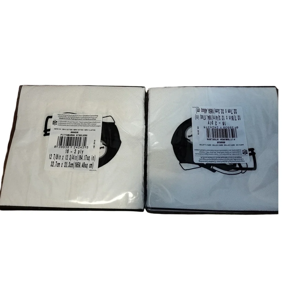 2 Pittsburgh‎ Steelers NFL Football Team Black Paper Napkins 16-2 Ply Party Pack